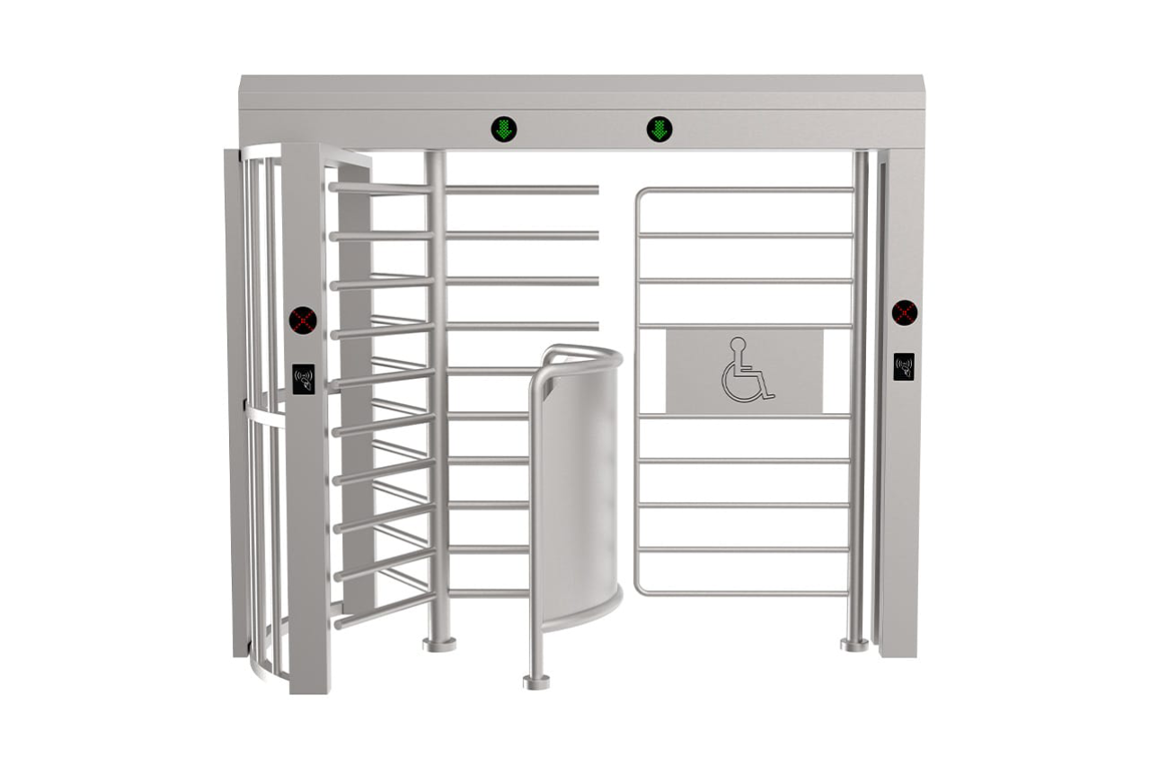 Full-Height Turnstile Gate System with Accessible Entry Gate